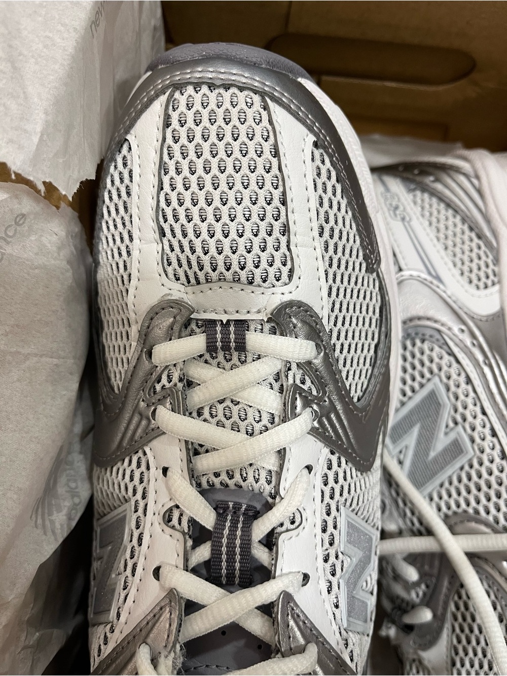 Brand new, never worn | New Balance Women's Silver and White Athletic Sneakers - Picture 3 of 11